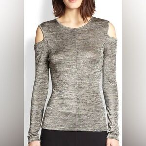 Rag & Bone Cold Shoulder Metallic Long Sleeved Top Size Large